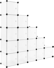 Witte Schoenenkast - Voor Woonkamer, Slaapkamer en Hal - DIY Plank, Schoenenrek en Opbergorganisator - Scheidingswand met 15 Kubussen