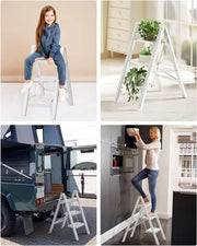 Trapladder - Keukentrap - Huishoudtrap - 3-treden - Voor Thuisgebruik en Klussen - Opvouwbaar, Aluminium met Antislipvoeten - Lichtgewicht, Draagbaar, Max. 150 kg
