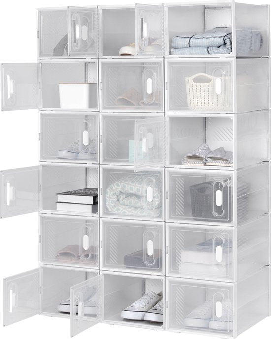 Happyment Schoenenbox Joda - Transparant - 18 stuks - Sneakerbox - Schoenendoos - Opbergsysteem - Opbergbox