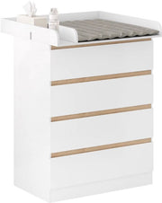 1 Set Wit Veranderende Tafel - Voor Kinderkamer - Aankleedkussen en Dresser met 4 Laden - 80x75x109,2 cm Baby Opslag Unit