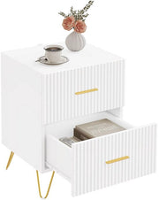 Nachtkastje - Voor Slaapkamer - Modern Vierkant Bijzettafeltje met 2 Laden & Opbergruimte - Slaapkamer Meubel in Hout