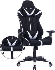 Bolt Edge Gamestoel - Wit/Zwart - Ergonomisch - Verstelbaar - Met Rugleuning en Armleuning - Stoffen Bekleding