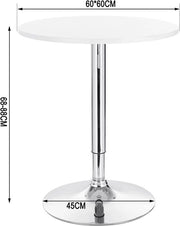 Happyment Ronde Bartafel - Voor binnen - Keuken - Hout - Metaal - Wit - Verstelbaar in hoogte - 60x60x 68 tot 88cm