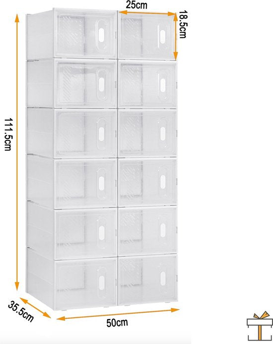 Bolt Edge Schoenenbox - Transparant - 12 stuks - Sneakerbox - Opbergsysteem