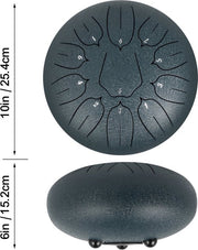 Tongue drum Deluxe - 25cm - Handpan Handtrommel - Tongtrommel staal - Steel Tong - 11 tonen Percussie Instrument - Klankschaal set - Marine blauw