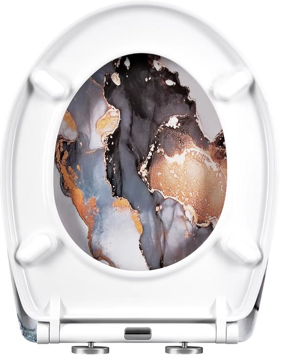 Antibacteriële Toiletbril Marmy - Met Softclose - Universeel - Toiletbrillen met print - WC Bril - Toiletzitting