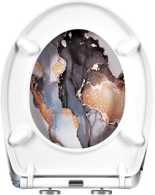 Antibacteriële Toiletbril Marmy - Met Softclose - Universeel - Toiletbrillen met print - WC Bril - Toiletzitting
