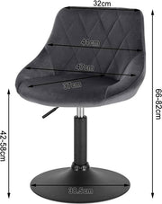 Barkruk - Blauw Velvet - Industrial - Rugleuning - Verstelbaar - Set van 2