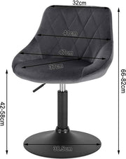 Barkruk Modern Feddo - Industrial - Donkergrijs - Barkrukken set van 1 - Barstoel Kruk - Barstoelen met rugleuning - Keukenstoel - In hoogte verstelbaar - Velvet