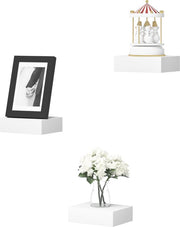 Happyment Luxe Wandplank Zwevend - 10,5cm - Zwevende wandplanken tegen muur - Wandrek - Fotoplank kinderkamer - Boekenplank - Hout MDF - Wit - Set van 3