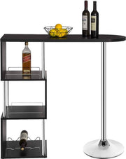 Happyment Bartafel Oxford - Met opbergruimte - Voor binnen - Keuken - Metalen poot - Hout - Rechthoekig - Zwart - 113x40x105cm
