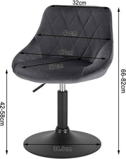 BoltEdge Barkruk - Industrial - Donkergrijs - Velvet - Verstelbaar - Met rugleuning - Set van 1