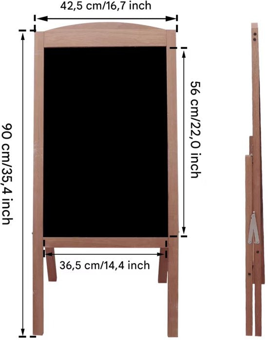 Stoepborden met ezel Vaylen - Stift - Magnetische - Staand frame - Reclamebord - Houten frame