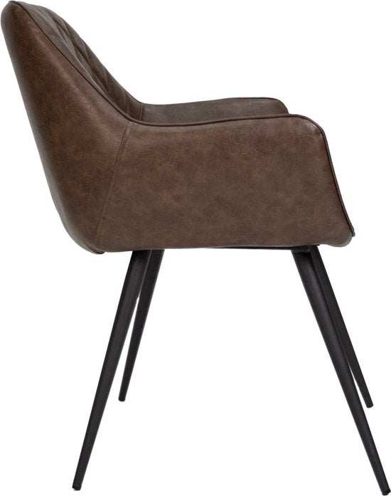 Moderne Eetkamerstoel - Kunstleer met Metalen Poten - Zithoogte 49cm - Set van 1