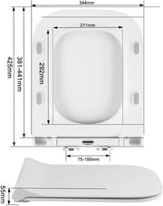 Vierkante Toiletzitting Wit Soft Close - UF WC Deksel met Antibacteriële Coating & Quick Release - Hygiënisch & Eenvoudig te Reinigen