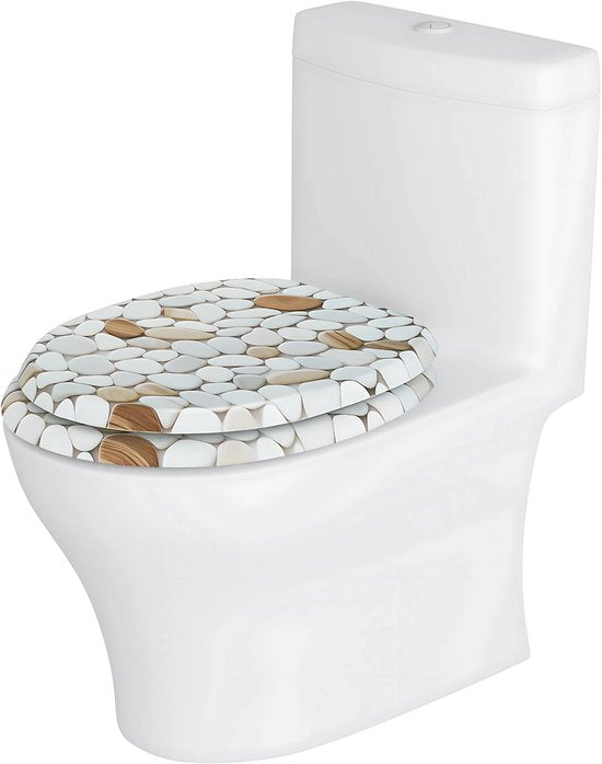 O-Vormige WC-Bril - Toiletbril - Voor Badkamer - Soft-Close Mechanisme & Verstelbare Scharnieren - Toiletdeksel met Motief