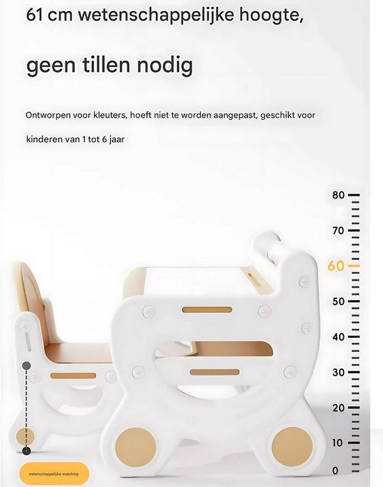 Moderne kindertafel - Activiteiten tafel - 2 stoelen - Speeltafel - In Hoogte Verstelbaar - Studeertafel voor Kinderen - Bruin