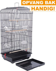 Happyment® Vogelkooi voor binnen en buiten - Met voerbakken - Voliere - Met standaard - Black friday - Sinterklaas - Kerstcadeau - 92x34x44 cm