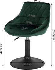 Barkruk - Industrial - Donkergroen - Velvet - Verstelbaar - Met rugleuning - Set van 2
