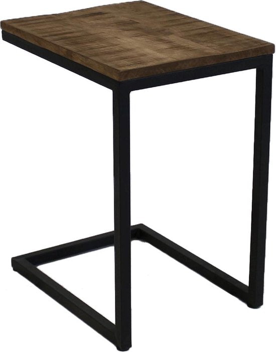 Happyment Luxe Bijzettafel XL - Laptoptafel hout - Keukentafel bar - Ontbijt - Bed - Vierkant - Zwart - 31x40x48cm