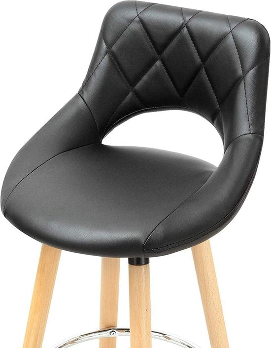 Barkruk Modern Hilton - Industrial - Legergroen - Barkrukken set van 1 - Barstoel Kruk - Barstoelen met rugleuning - Keukenstoel - Kunstleer