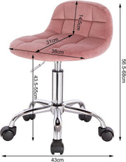 Draaikruk modern- Met rugleuning Op wielen - Kapperskruk - Roze - Zadelkruk - Tabouret Werkkruk - Ergonomisch