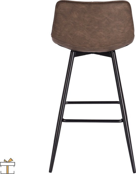 Leren Barkrukken - Bruin - Rugleuning - Ergonomisch - Set van 2 - Keuken