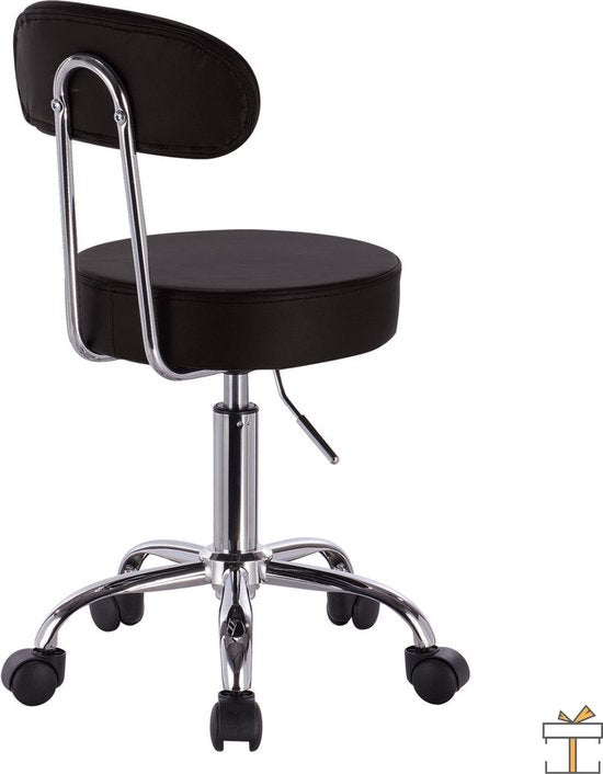 Ergonomische Kruk - Zwart - Hoogte verstelbaar - Op wielen - Zadelkruk