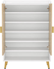 Schoenenkast - Schoenenbank - Schoenenrek - Voor schoenenopslag - Met 7 lagen en verstelbare planken - Donker Khaki