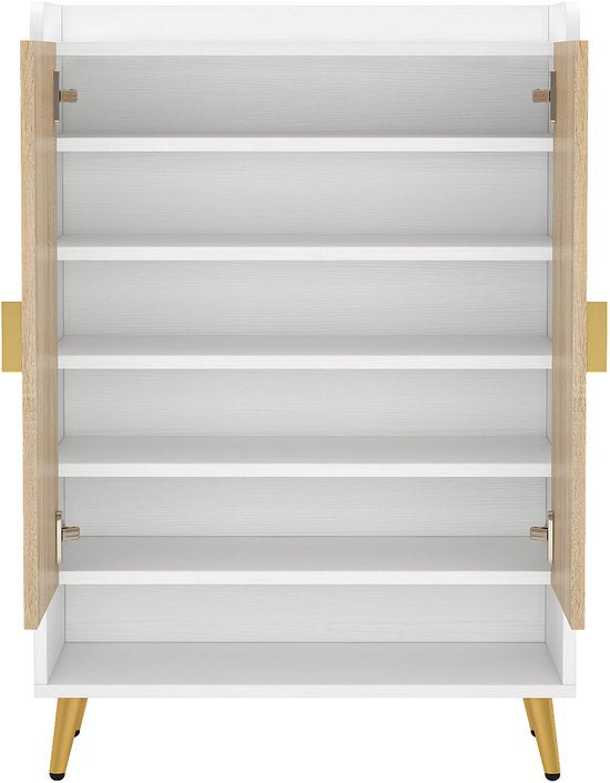 Schoenenkast - Schoenenbank - Schoenenrek - Voor schoenenopslag - Met 7 lagen en verstelbare planken - Donker Khaki