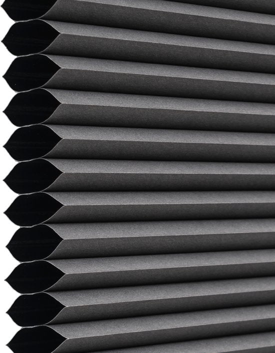 Happyment Honinggraat deluxe gordijn - Grijs 70x120cm - Rolgordijn - Lichtdoorlatend - Isolerend - Zonder boren - Polyester