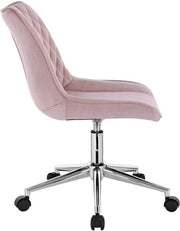 Bureaustoel Deluxe - Op wielen - Ergonomische bureaustoel voor volwassenen - Roze - In hoogte verstelbaar - Velvet