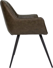 Eetkamerstoel - Groen - Kunstleer - Metalen poten - Zithoogte 49cm