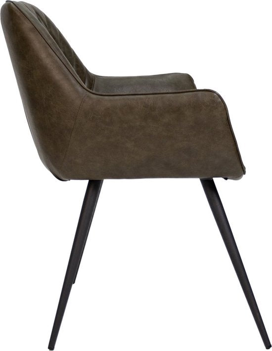 Eetkamerstoel - Groen - Kunstleer - Metalen poten - Zithoogte 49cm