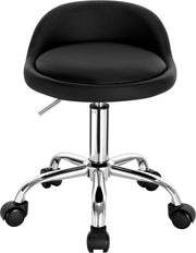 Luxe werkkruk - Op wielen - Zwart - Zadelkruk - Kapperskruk - Tabouret draaikruk - Zonder rugleuning - Ergonomisch - Kunstleer