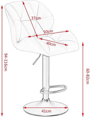 Barkruk - Lichtgrijs - Velvet - Ergonomisch - Verstelbaar - Set van 1