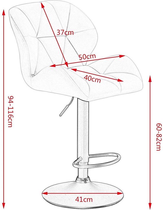 Barkruk - Lichtgrijs - Velvet - Ergonomisch - Verstelbaar - Set van 1