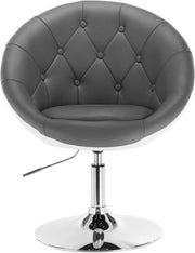 Barkruk - Industrial Design - Grijs/Wit - Kunstleer - Verstelbare Hoogte - Set van 1 - Barstoel met Rugleuning - Keukenstoel
