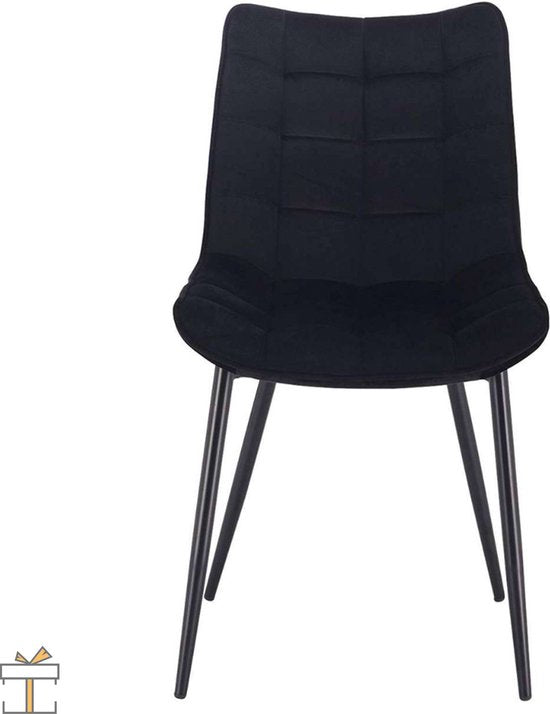 Happyment Luxe Eetkamerstoelen - Velvet Zwart - Woonkamerstoelen - Keukenstoelen - Kuipstoel - Set van 2, 4 of 6