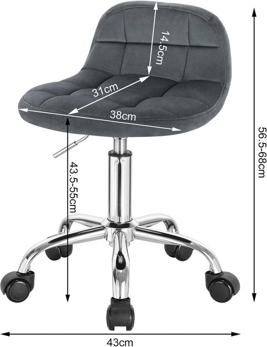 Draaikruk modern - Met rugleuning Op wielen - Kapperskruk - Roze - Zadelkruk - Tabouret Werkkruk - Ergonomisch -