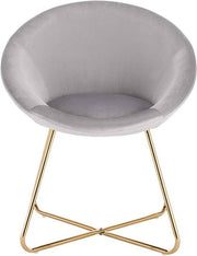 Happyment Bezoekersstoel Leri - Eetkamerstoel - Lichtgrijs Velvet - Metalen poten - Set van 1 - Zithoogte 44 cm - Deluxe