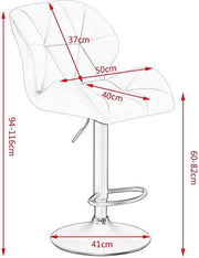 Barkruk Comfy Grijs - Met rugleuning - Stevig- Kunstleer - Set van 1 - Keuken - Barstoelen ergonomisch - Verstelbaar in hoogte - Zithoogte 60-82cm
