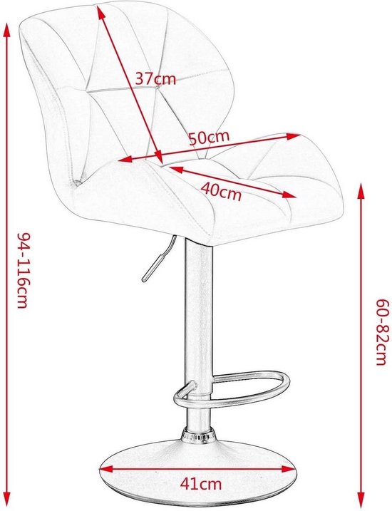 Barkruk - Bruin Kunstleer - Rugleuning - Verstelbaar - Zithoogte 60-82cm