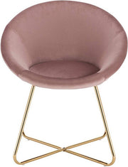 Happyment Bezoekersstoel Zita - Eetkamerstoel - Roze Velvet - Metalen poten - Set van 1 - Zithoogte 44 cm - Deluxe