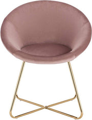 Bezoekersstoel - Roze Velvet - Metalen Poten - Deluxe - Zithoogte 44cm
