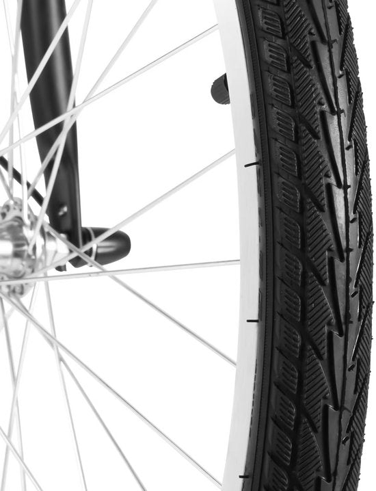 Driewieler London - 7 versnellingen - Fiets voor volwassenen en senioren - 24 Inch - Opvouwbare - Verstelbaar - Met mand - Voorrem - Zwart - 120KG