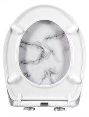 Antibacteriële Toiletbril Wit marmer - Met Softclose - Universeel - Toiletbrillen met print - WC Bril - Toiletzitting