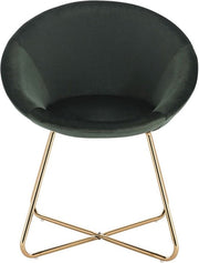 Bezoekersstoel - Groen Velvet - Metalen poten - Set van 1 - Zithoogte 44cm