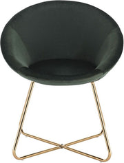 Happyment Bezoekersstoel Ziva - Eetkamerstoel - Groen Velvet - Metalen poten - Set van 1 - Zithoogte 44 cm - Deluxe