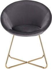 Happyment Bezoekersstoel Watford - Eetkamerstoel - Donkergrijs Velvet - Metalen poten - Set van 1 - Zithoogte 44 cm - Deluxe